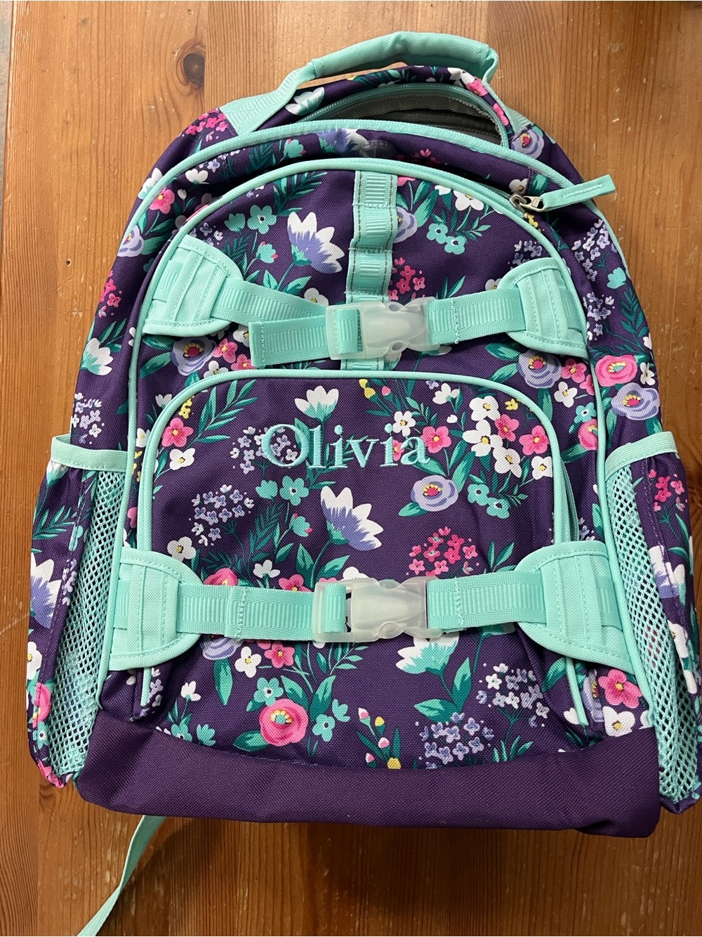 Pottery Barn Kids Medium Purple Floral Backpack “Olivia”